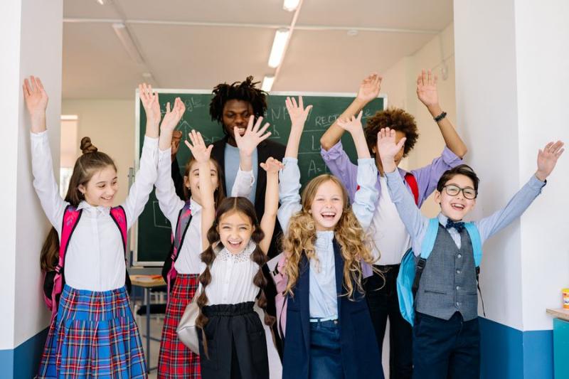 Primary school children in a classroom
